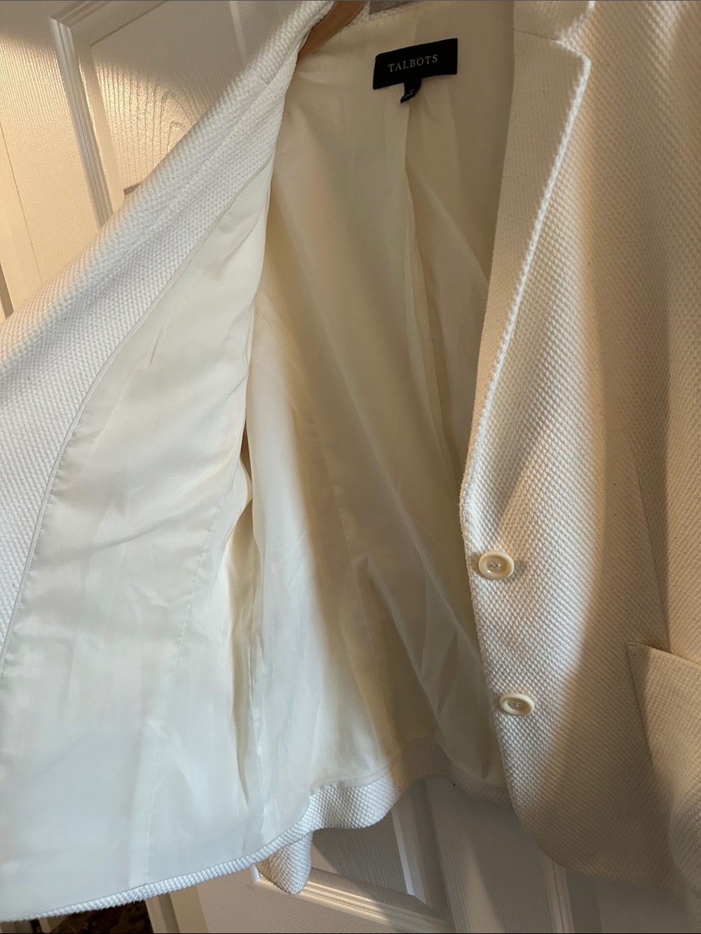 Talbots Cream Textured Two-Button Blazer - Picture 9 of 12